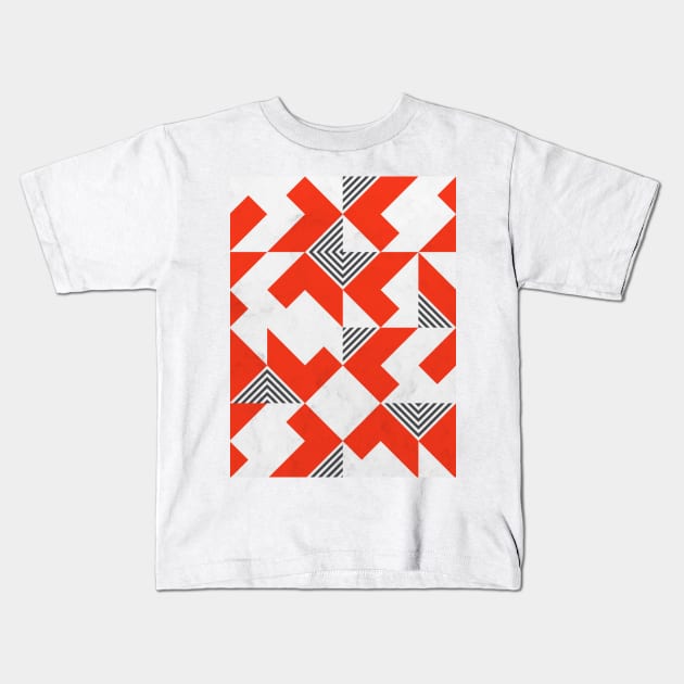 Marble Red Blocks Kids T-Shirt by Tobe_Fonseca